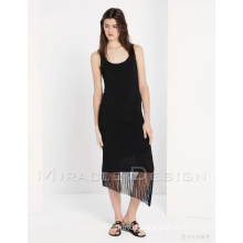 2015 Latest Summer Sexy Tassels Low-Cut Knitted Slip Dress